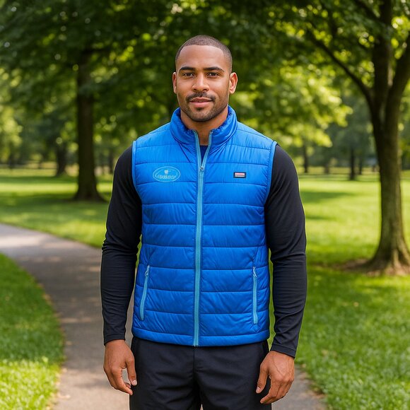 Johnnie-O Men XL Riptide Blue Hudson Puffer Full Zip Vest Outdoor Fishermen Barn - Picture 1 of 12